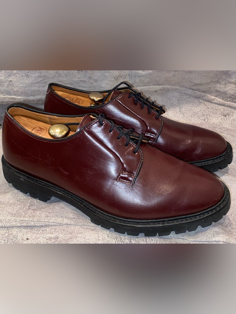 Allen Edmonds Lennon Oxblood Lace Up Derby Lug Sole Commando Dress Shoes 11 Comb